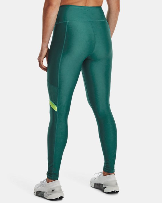 HeatGear® Leggings mit rutschsicherem Bund und Mesh-Einsatz für Damen, Green, pdpMainDesktop image number 1